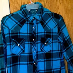 Arizona Blue checkered long sleeve mens shirt Large